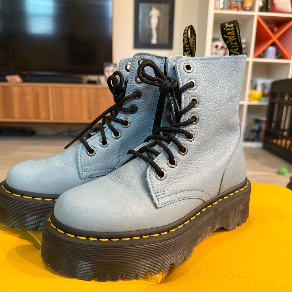 Dr. Martens Jadon III Boots M5 W6 Pisa Soft Leather Platform Combat Blue